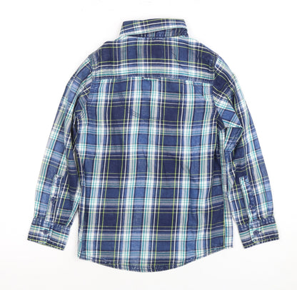 Mantaray Boys Blue Plaid Button-Up Shirt - 7 Years