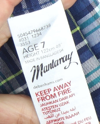 Mantaray Boys Blue Plaid Button-Up Shirt - 7 Years