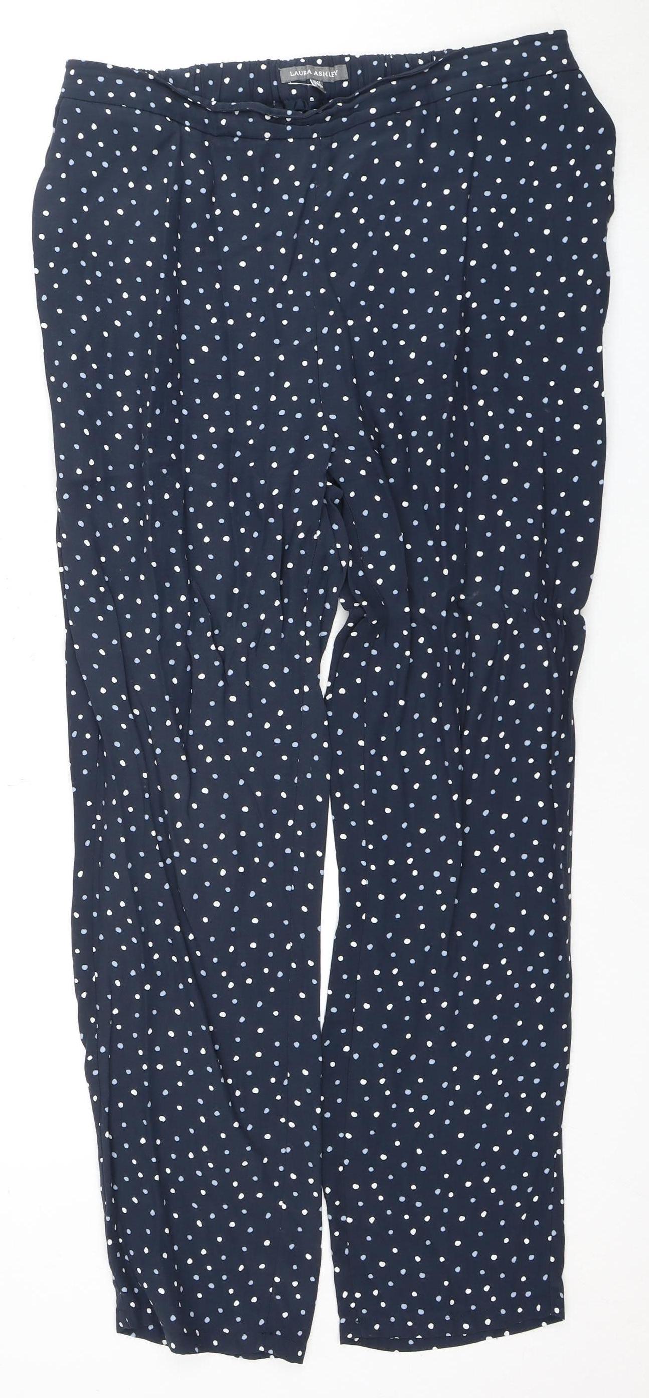 Laura Ashley Women's Blue Polka Dot Trousers - Size 12