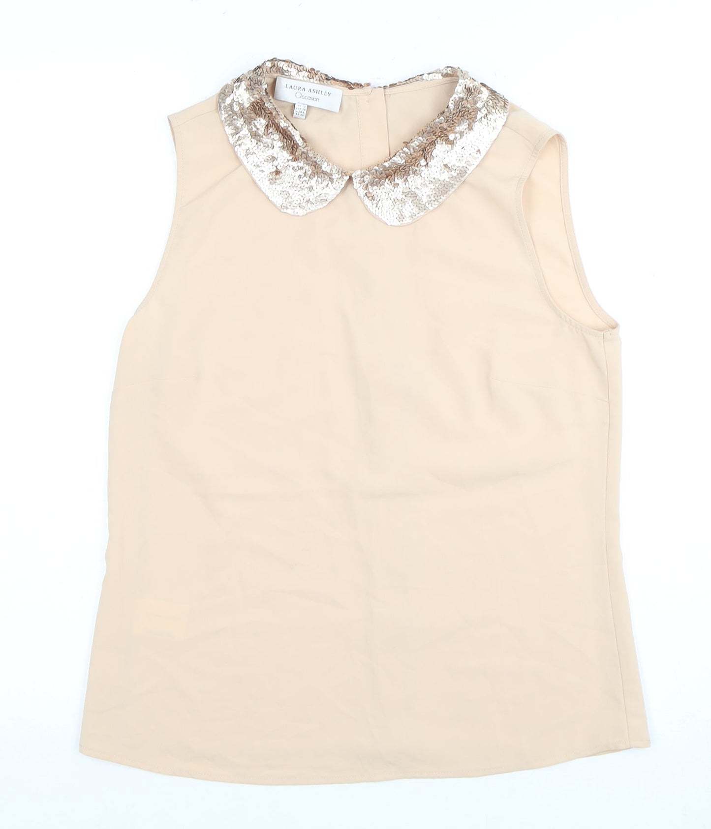 Laura Ashley Women's Beige Sequin Collar Blouse Size 10