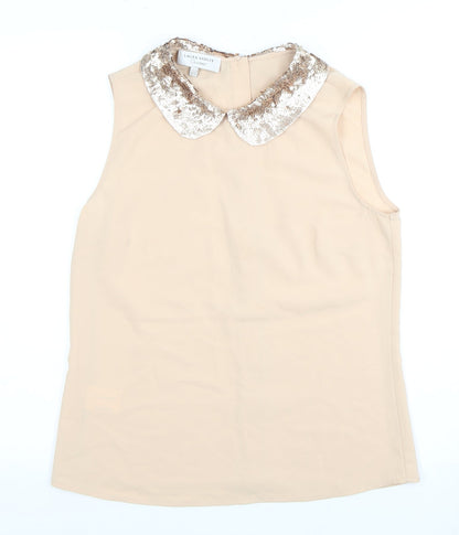 Laura Ashley Women's Beige Sequin Collar Blouse Size 10