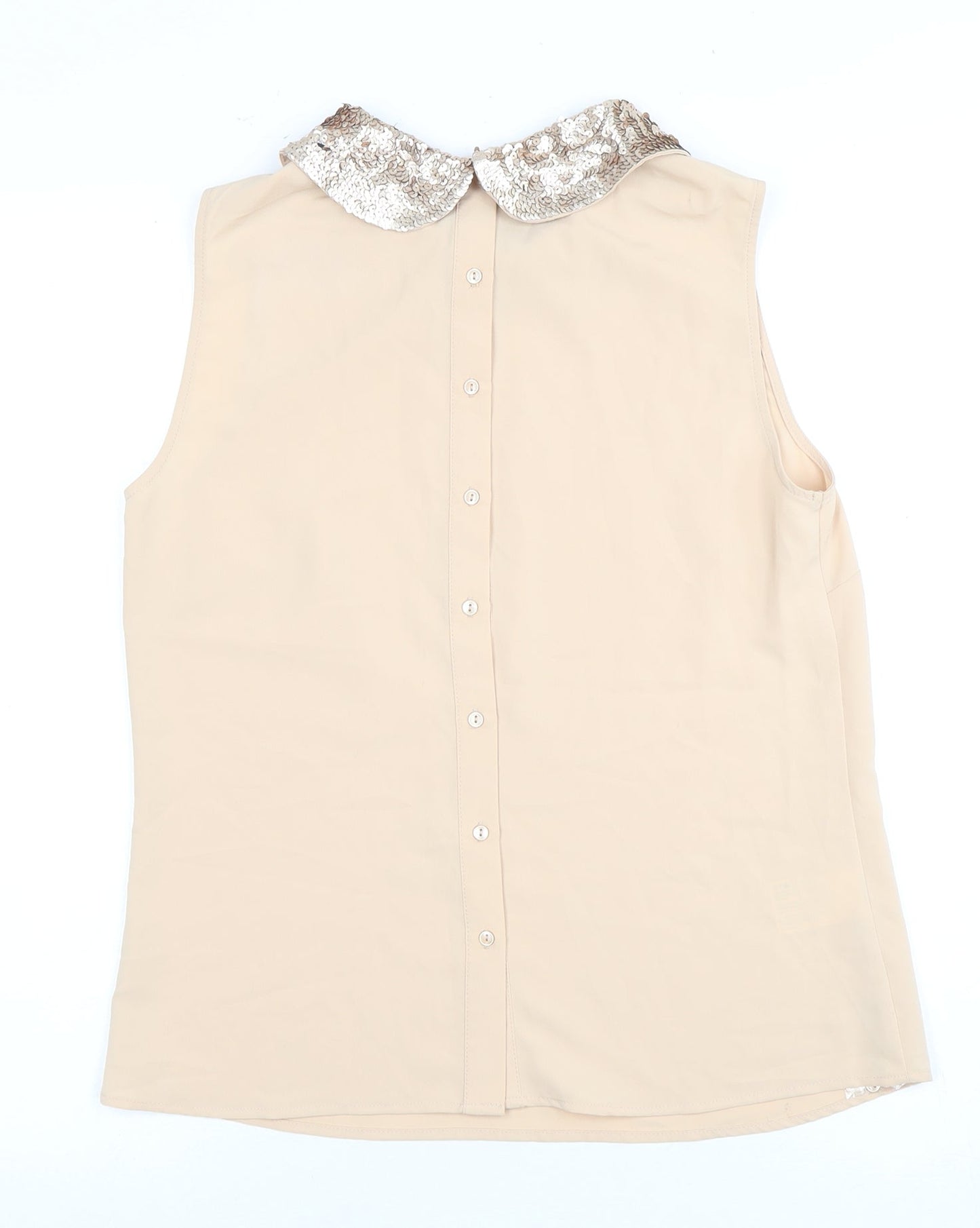 Laura Ashley Women's Beige Sequin Collar Blouse Size 10