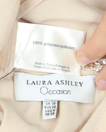 Laura Ashley Women's Beige Sequin Collar Blouse Size 10