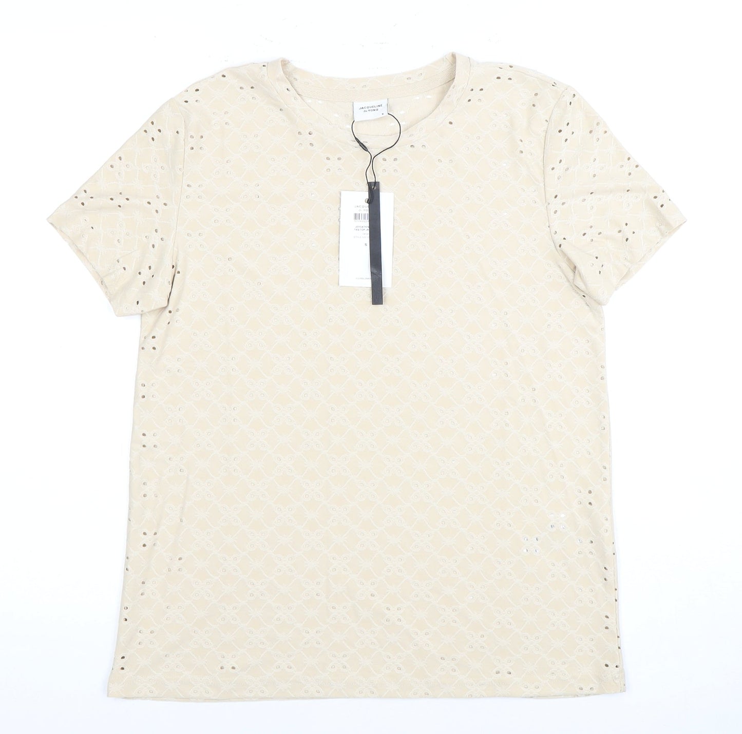Jacqueline de Yong Women's Beige T-Shirt, S, Casual Style
