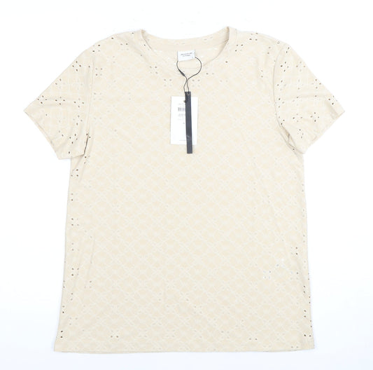 Jacqueline de Yong Women's Beige T-Shirt, S, Casual Style