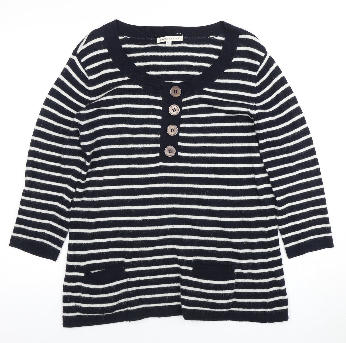 Laura Ashley Women's Black Striped Pullover Size 16