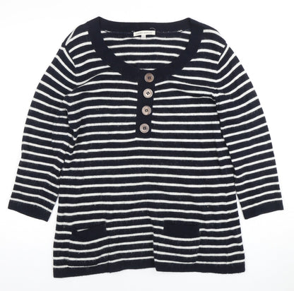 Laura Ashley Women's Black Striped Pullover Size 16