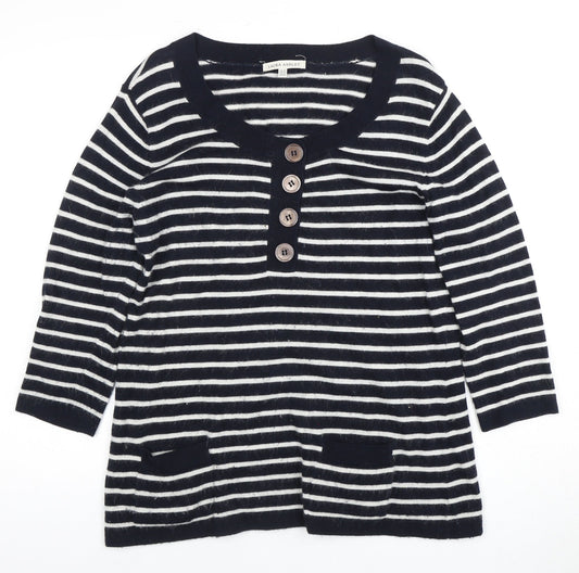 Laura Ashley Women's Black Striped Pullover Size 16