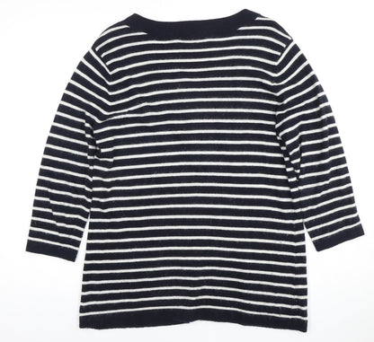 Laura Ashley Women's Black Striped Pullover Size 16