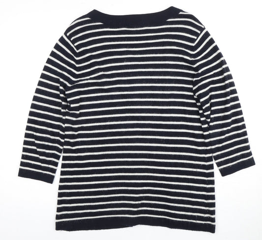 Laura Ashley Women's Black Striped Pullover Size 16