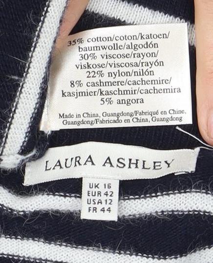 Laura Ashley Women's Black Striped Pullover Size 16