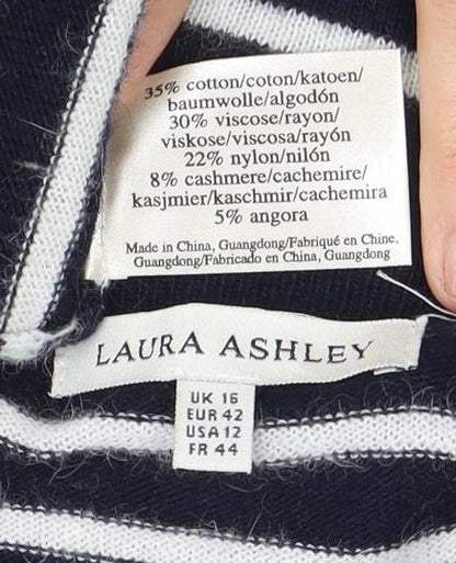 Laura Ashley Women's Black Striped Pullover Size 16