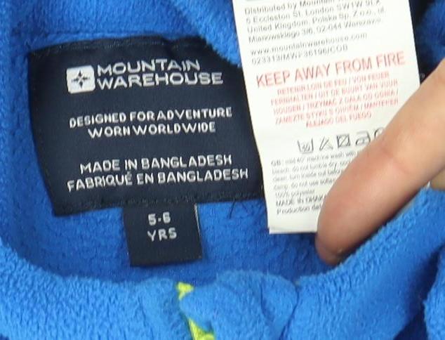Mountain Warehouse Boys Blue Fleece Zip Hoodie 5-6Y