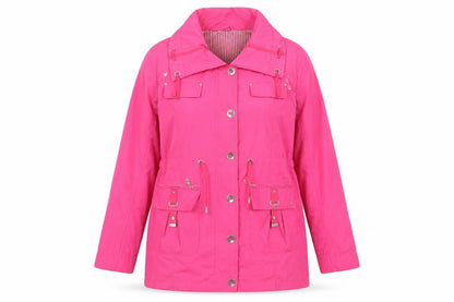 Jessica Graaf Women's Pink XL Rain Coat, Drawstring, Pockets