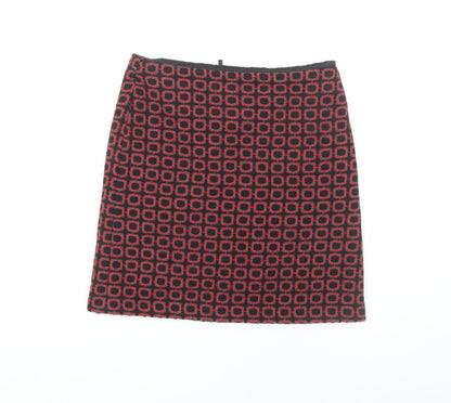 Marks and Spencer Women's Red Geometric Pencil Skirt, Size 8