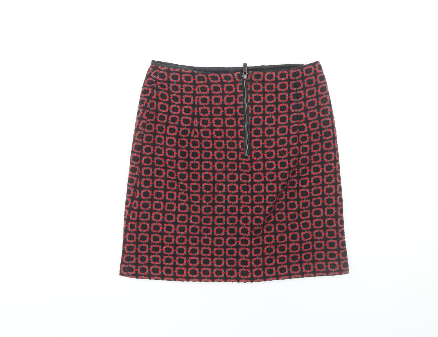 Marks and Spencer Women's Red Geometric Pencil Skirt, Size 8