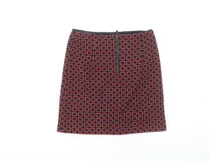 Marks and Spencer Women's Red Geometric Pencil Skirt, Size 8