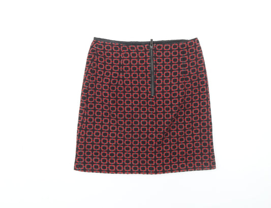 Marks and Spencer Women's Red Geometric Pencil Skirt, Size 8