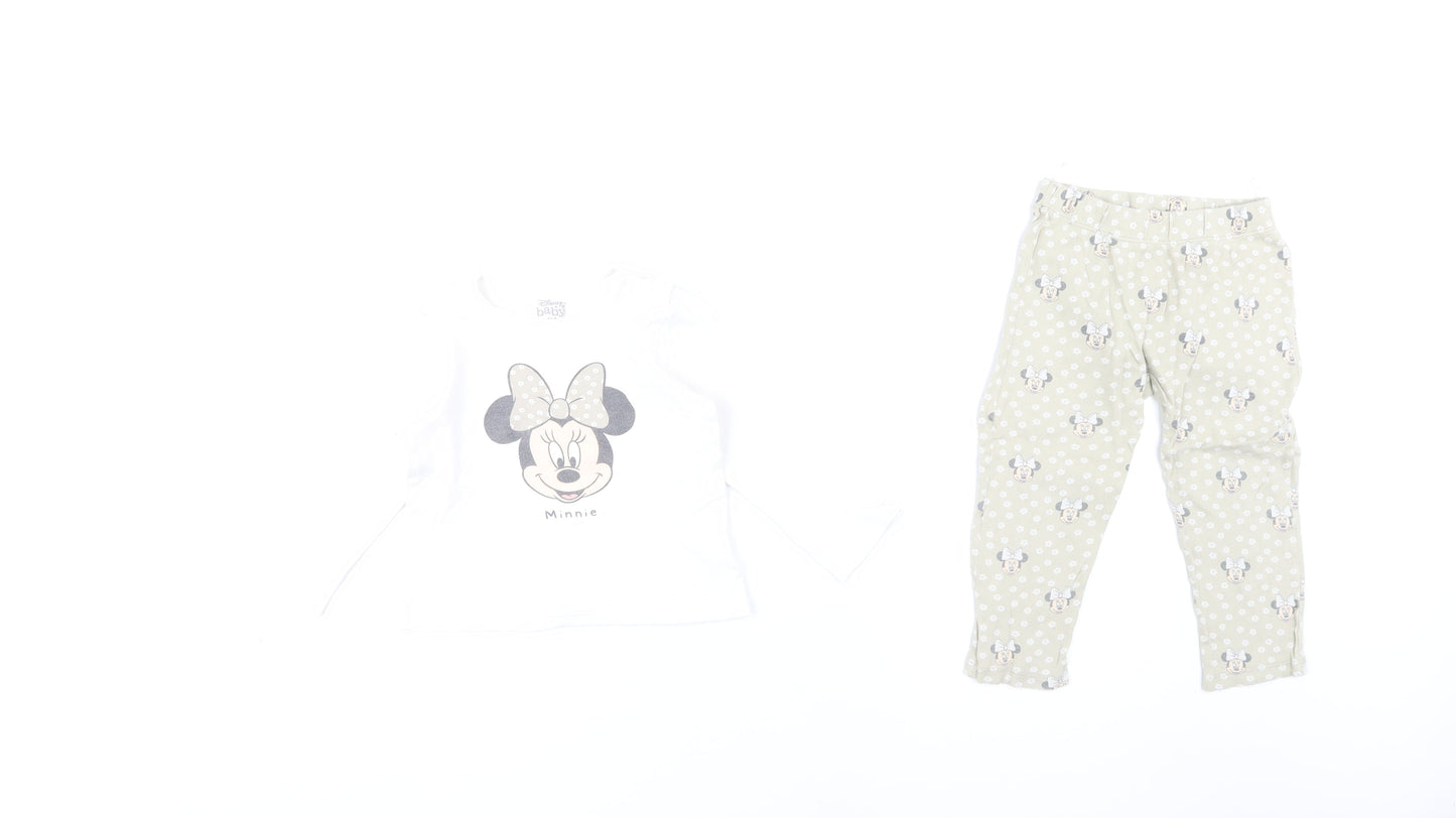 Disney Unisex Baby Pyjama Set White Beige 18-24 Months