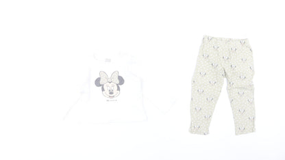Disney Unisex Baby Pyjama Set White Beige 18-24 Months