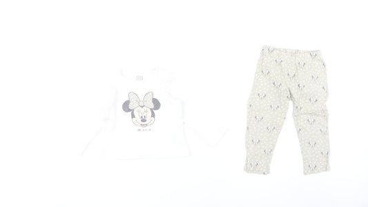 Disney Unisex Baby Pyjama Set White Beige 18-24 Months