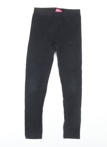 Skechers Girls Black Leggings 11 Years Cotton Blend