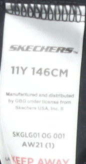 Skechers Girls Black Leggings 11 Years Cotton Blend