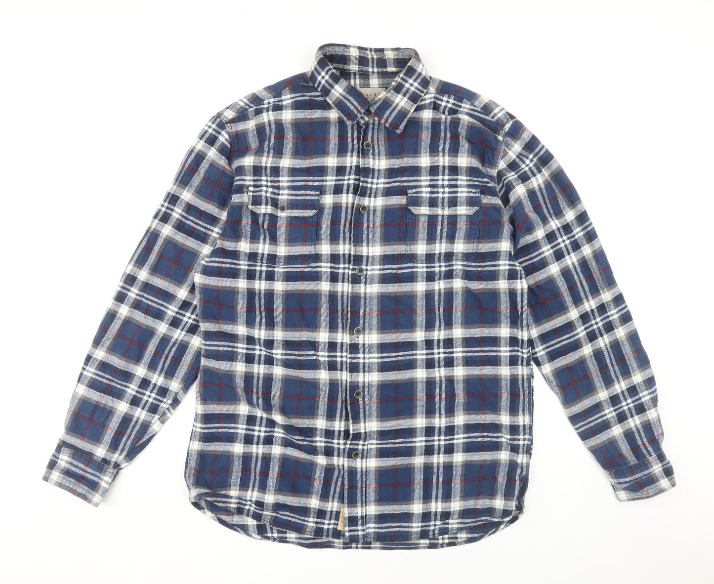 Jachs Men's Blue Plaid Shirt, Long Sleeve, LT, Button-Up
