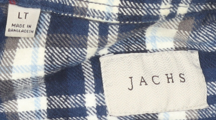 Jachs Men's Blue Plaid Shirt, Long Sleeve, LT, Button-Up