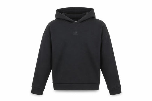 Front view of Adidas girls’ black pullover hoodie 11-12 years