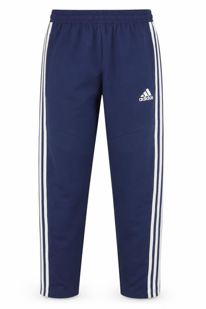 Front view of Adidas boys’ blue jogger trousers 14 years