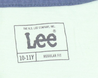 Lee Boys Green Cotton T-Shirt 10-11 Years Regular Fit