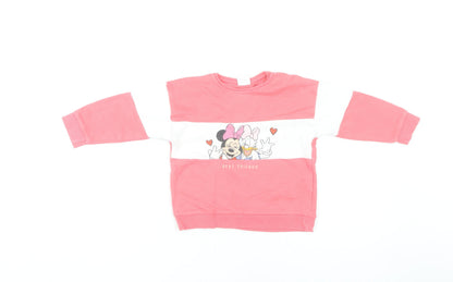Disney Unisex Toddler Cartoon Pink & White Long Sleeve Top, 18-24 Months