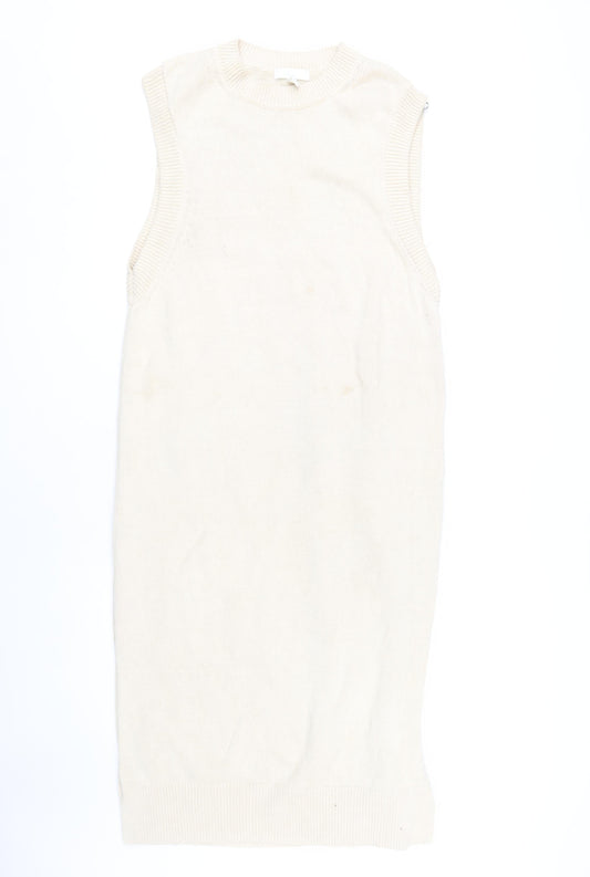 H&M Women's Ivory Shift Dress Size 12 Casual Knit
