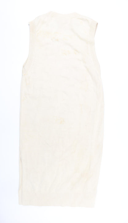 H&M Women's Ivory Shift Dress Size 12 Casual Knit