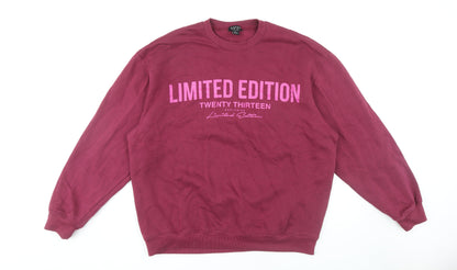 Mens UK Size L boohooMAN Red Pullover Sweatshirt