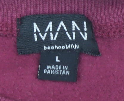 Mens UK Size L boohooMAN Red Pullover Sweatshirt