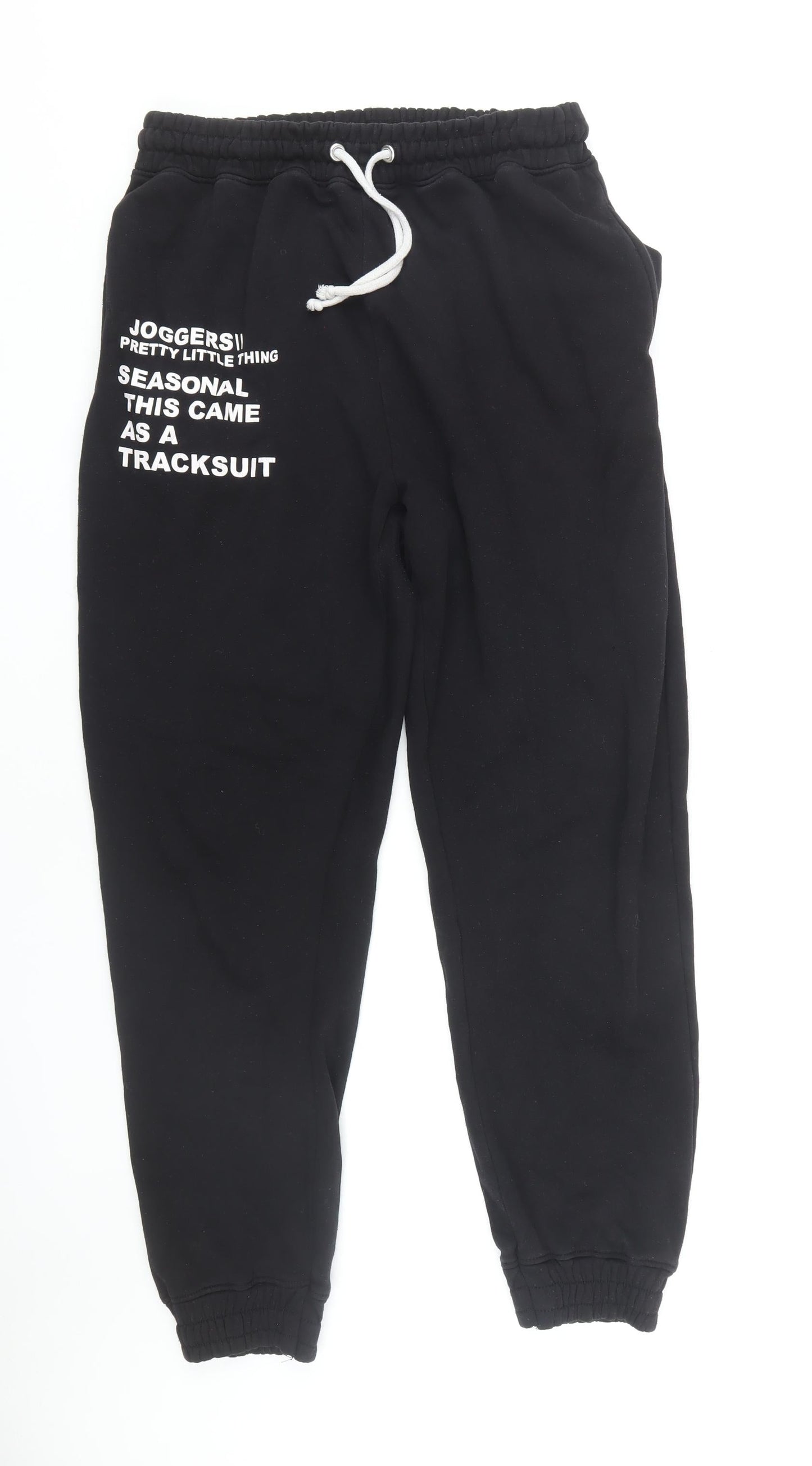 Womens UK Size M PRETTYLITTLETHING Relaxed Fit Jogger Black Trousers