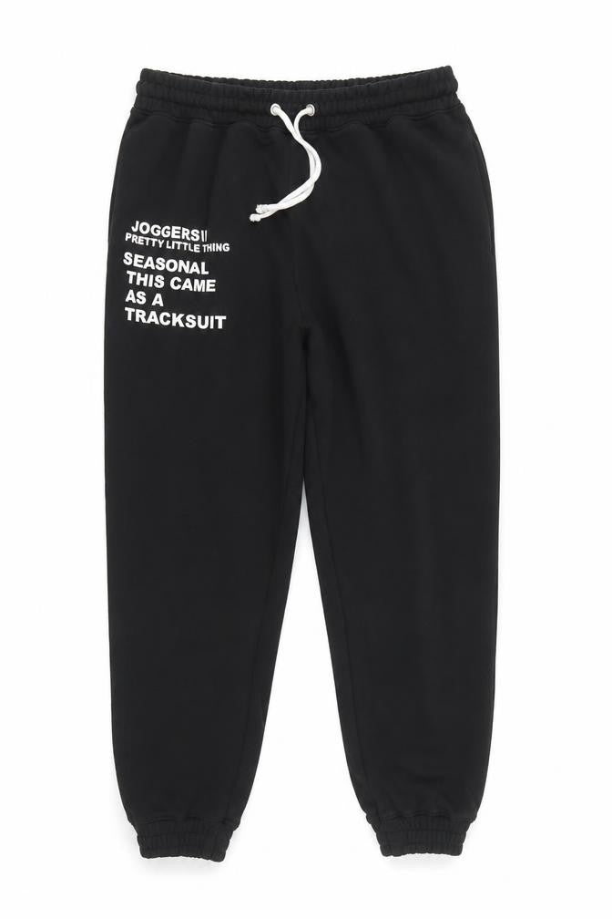 Womens UK Size M PRETTYLITTLETHING Relaxed Fit Jogger Black Trousers
