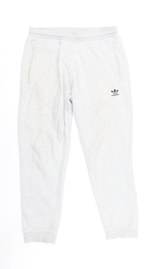 Adidas Men's Grey Joggers M Cotton Polyester Blend