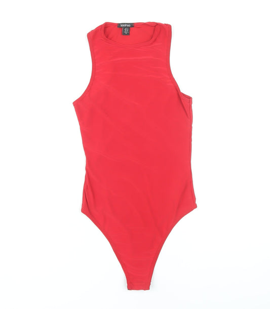 Boohoo Women's Red Sleeveless Bodysuit UK 14