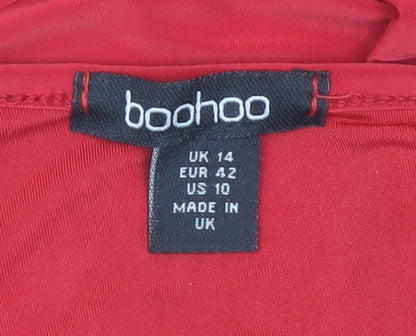 Boohoo Women's Red Sleeveless Bodysuit UK 14