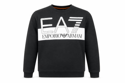 Front view of Emporio Armani boys’ black logo pullover sweatshirt 14 years