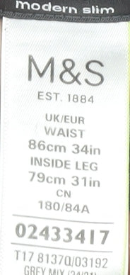 Marks and Spencer Men's Grey Slim Trousers 34