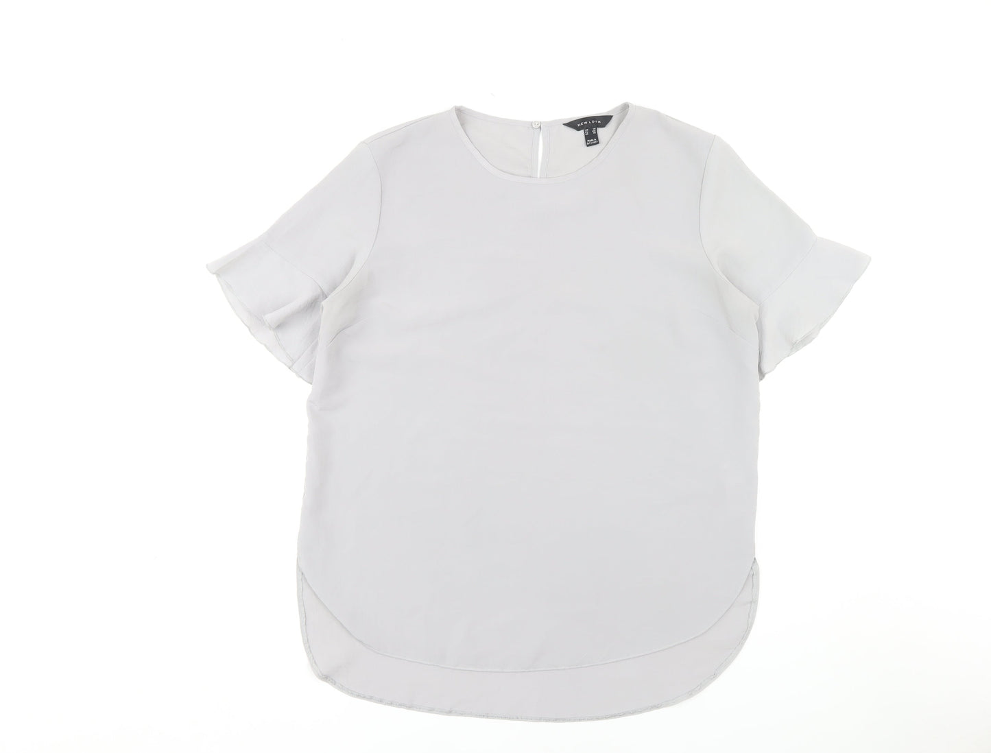 New Look Women's White Blouse UK 14 Round Neck Casual