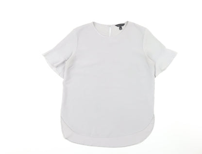 New Look Women's White Blouse UK 14 Round Neck Casual