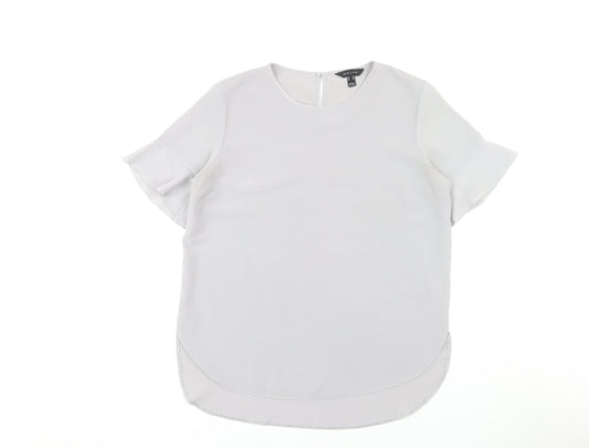 New Look Women's White Blouse UK 14 Round Neck Casual