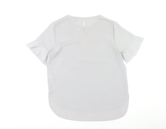 New Look Women's White Blouse UK 14 Round Neck Casual