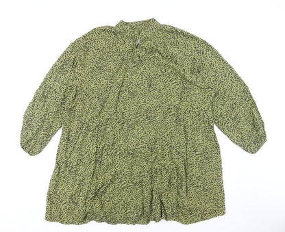H&M Women Green Animal Print High Neck Dress