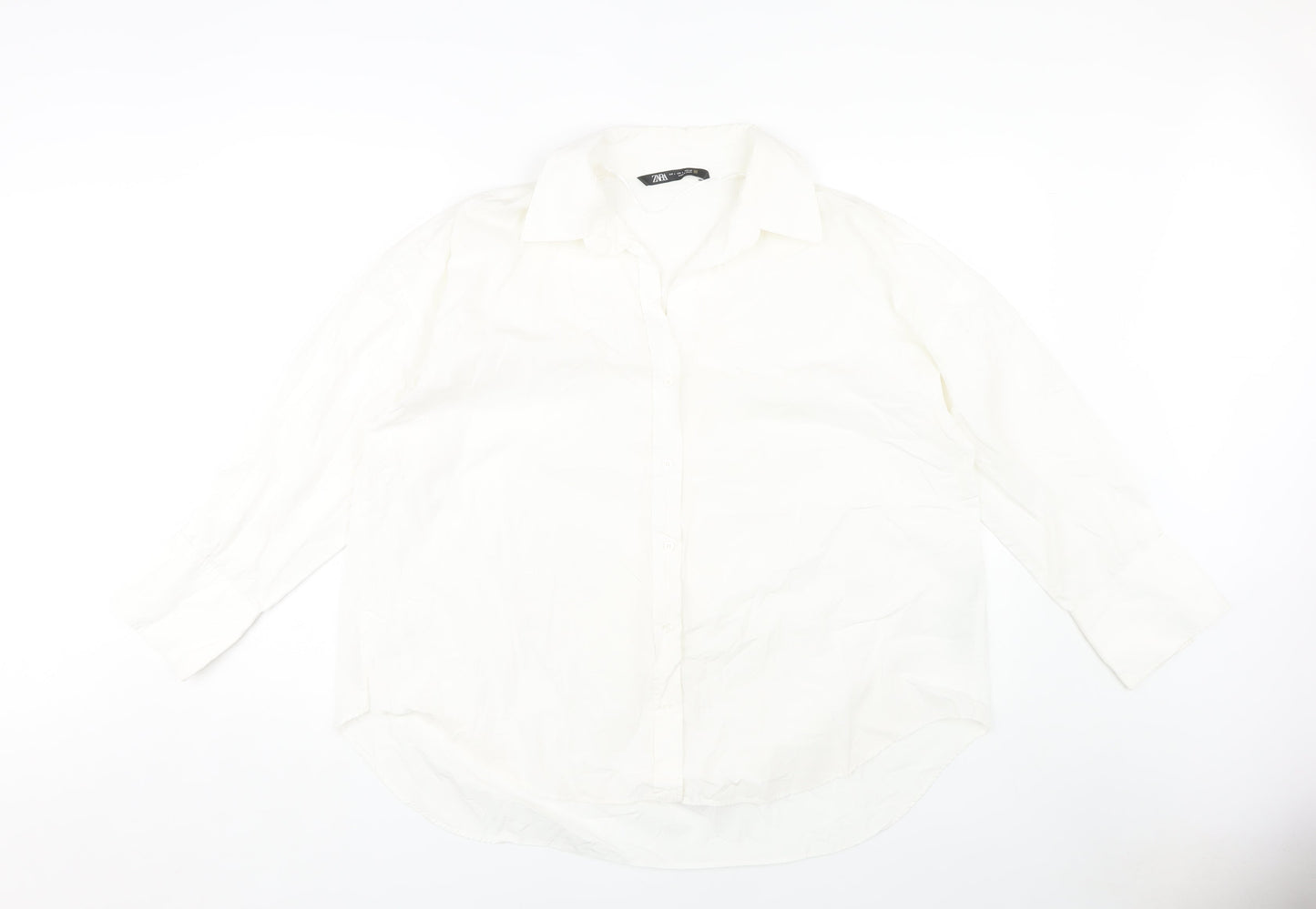 Womens UK Size 12 Zara White  Button-Up
